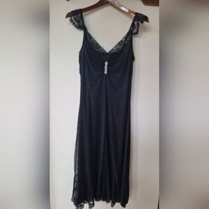Vintage Y2K Betsey Johnson Black Lace Slip Dress. Womens size S/M